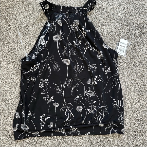 INC International Concepts Black Floral Tank Top - Picture 1 of 3